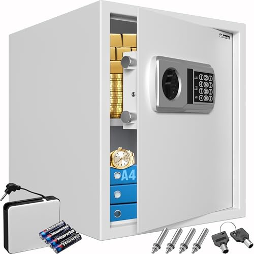 DEUBA® XXL elektr. Tresor 35x40x40cm 4mm Türstärke Doppelstahlbolzen Innenbeleuchtung inkl. Montagematerial Safe Möbeltresor Dokumententresor Silber