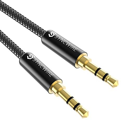Syncwire 3.5mm Audio Kabel Nylon Geflochtenes 1M Klinke auf Klinke kabel für Kopfhörer Apple iPhone iPod iPad, Echo Dot Heim KFZ Stereoanlagen, Smartphones, PC, Lautsprecher, MP3 Player usw