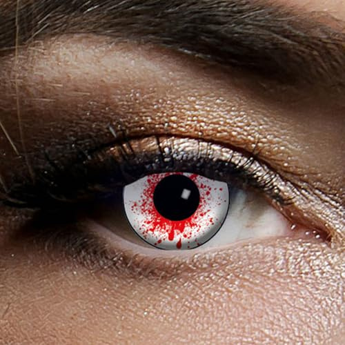 Farbige weiße Kontaktlinsen mit roten Blutspritzer, die Zombielinse, Bloodshot, Halloween Linsen,White Zombie Linsen, farbige Kontaktlinsen, Dracula