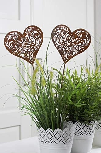 2er Set Gartenstecker Herz Rost Deko Design Ornament Rostherz 32 cm Gross Beetstecker Edelrost Dekoherz