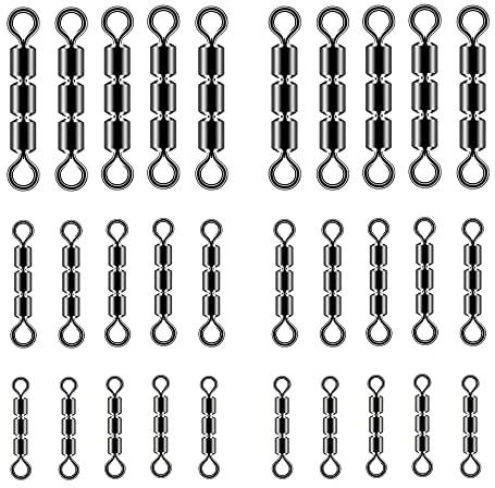 Hezhou 30 Stück High-Speed Wirbel Angelwirbel Wirbel Angeln Angel Wirbel Angelwirbel Set Angelzubehör Wirbel Set Lure Stecker Wirbel Interlock Snap Fischköder Angeln Getriebe Zubehör (1#)