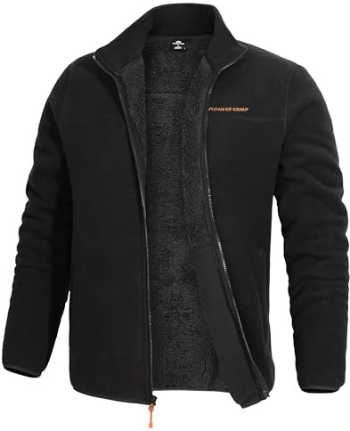 Pioneer Camp Herren Fleecejacke Stehkragen Winddicht für Outdoor | 100% Polyester mit Sherpa-Fleece, warm und weich, 2 RV-Taschen, 2 Innentaschen, elastische Bündchen, Wandern & Camping
