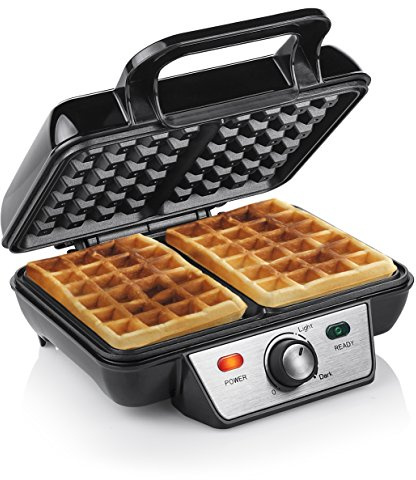 Tristar WF-2195 Waffeleisen – Zwei Waffeln gleichzeitig – Edelstahlgehäuse, Antihaftbeschichtung, 1000 W, einstellbarer Thermostat für perfekte Bräunung, Kontrollleuchten, einfache Reinigung