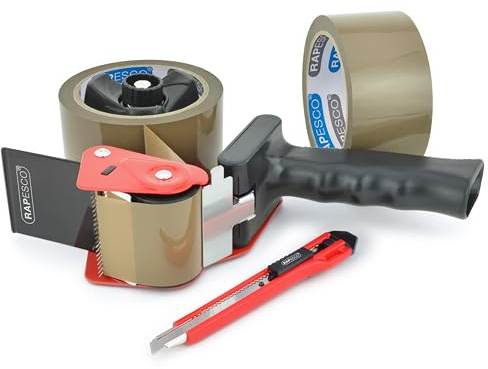 Rapesco 1556 Germ-Savvy Antibakteriell 960 Klebeband-Handabroller mit 2 Braune Packbänder