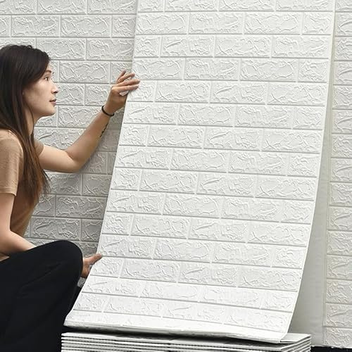 Bibykivn 3D Wandpaneele Selbstklebend 70 cm x 20 M - Tapete Steinoptik Tapete Ziegel, Wasserdicht Wandaufkleber Ziegelstein, Wandtapete für Küche Schlafzimmer, Wohnzimmer, Hintergrund TV-Decor