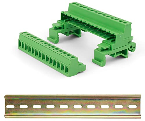 GEBAUM Reihenklemmen Hutschiene Set, 2,5mm Drahtdurchmesser | 14 Polige PCB Schraubklemmen, mit Hutschiene, für Elektrische Verbindung, Schaltungsumwandlung