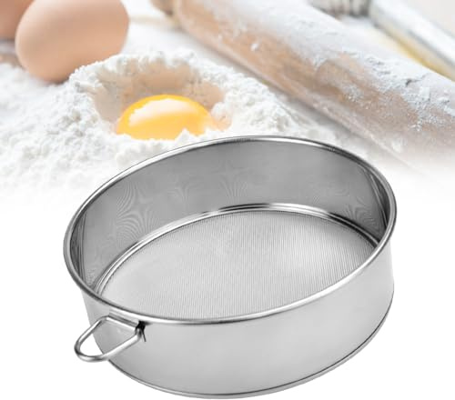 TANCUDER Rundes Mehlsieb aus Edelstahl, 25 cm, tragbares Netzsieb für Zuckerguss, Zucker, feinmaschiges Sieb mit Filter