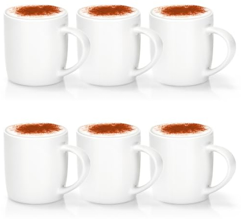 com-four® 6x Kaffeebecher 330ml aus Porzellan - Kaffee-Tasse im modernem Design - Basic Kaffeepott White für Kalt- und Heißgetränke