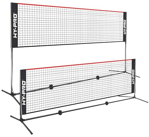 Hy-Pro Höhenverstellbares Netz – 1,9 m Höhe, 3 m / 4 m Breite, einfach zu montieren, leicht, Tragetasche, ideales Freizeitsportnetz für Kinder und Erwachsene, Badminton, Tennis, Pickleball, Volleyball