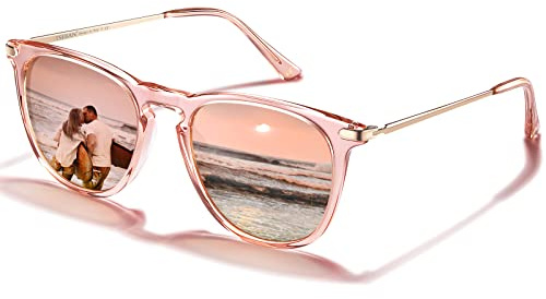 TSEBAN Vintage Polarisierte Damen Sonnenbrille Frauen Blaulichtfilter Brille, Acetat-Rahmen & UV 400 Schutz