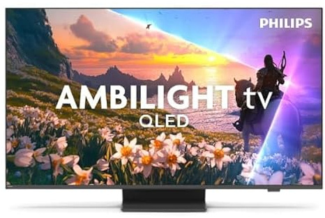 Philips Ambilight 55PUS8600 4K QLED Smart TV - 55 Zoll Display mit P5 Perfect Picture Engine Ultra HD, Titan OS, Dolby Vision und Dolby Atmos Sound