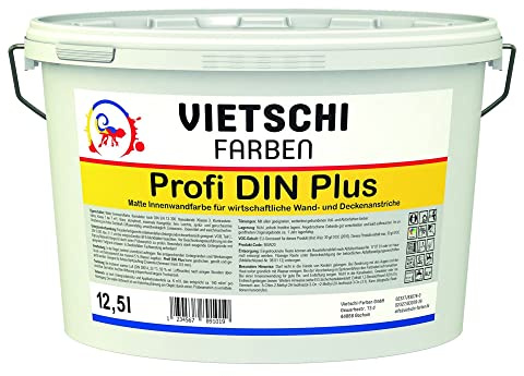 VIETSCHI Profi DIN Plus 12,5 l weiß - doppeldeckende Innendispersion - Deckkraft Klasse 1 - Wand- und Deckenfarbe - ergiebig bis zu 90 m² Wandfläche