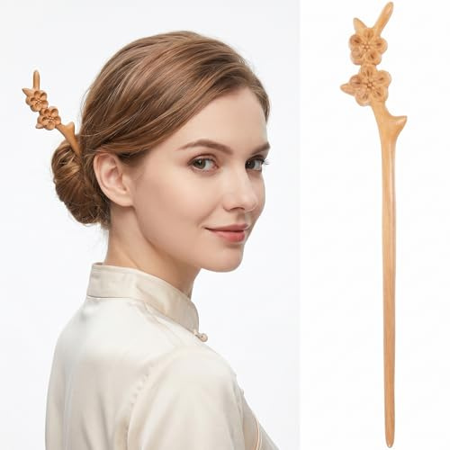 FOMIYES Holz Haarstäbchen,Vintage Pfirsichholz Haarnadel für Damen | Wooden Haar Essstäbchen，Japanische Haarnadel，Chinesischer Haarstab für Hochsteckfrisuren， Kopfschmuck für Damen Langes Haar