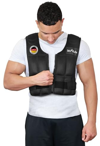 DH FitLife Verstellbare Gewichtsweste 10/20/30KG zum Muskelaufbau u. Krafttraining | Weighted Vest | Laufweste Damen Herren | Fitness Trainingsweste (Schwarz-10kg)