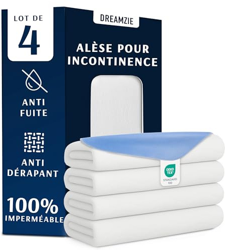 Dreamzie - Inkontinenzunterlage Waschbar 75 x 90 cm - Matratzenschoner Saugfähig und Wasserdicht - Inkontinenz Bettunterlage - 4-er Set 75x90