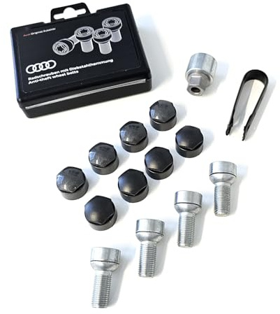 Audi 82A071455 Radsicherungsschrauben Radbolzen Radsicherung Felgenschloss M14x1.5x27 *** Codierung zufällig! ***