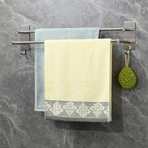 Vista Handtuchhalter ohne Bohren mit Zwei 60cm Handtuchhalter Selbstklebend | Handtuchstange zur Wandmontage SUS304 Edelstahl Gebürstetes Silber für Badezimmer, Schlafzimmer, Küche