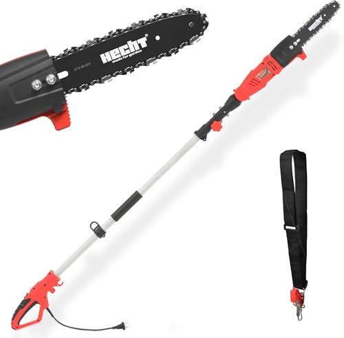HECHT Elektro-Hochentaster 971 W Ast-Kettensäge Profi-Astsäge Teleskop Motorsäge inkl. Tragegurt (750 Watt, Schwertlänge: 24 cm, Arbeitshöhe: bis ca 4 m)