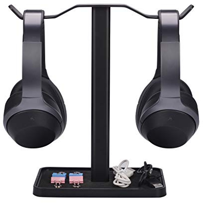 Avantree Neetto HS908 - Doppelter Kopfhörerständer für den Schreibtisch | Zwei Kopfhörer platzsparend aufbewahren; stabile Tischbasis für Gaming-, Büro- und Hi-Fi-Headsets
