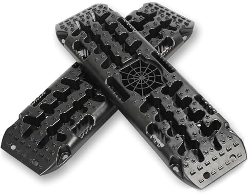 2 Stück sandbleche Offroad,anfahrhilfe wohnmobil,Reifenleiter für Sand/Schlamm/Schnee, 10T, Traktionsmatte für Geländewagen PKW LKW (Schwarz, 107 x 31 x 7 cm)