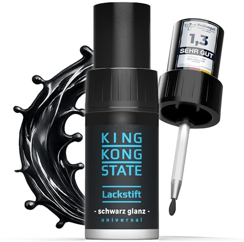 King Kong State Lackstift - SCHWARZ GLÄNZEND - 1-Schicht-Lack zur Ausbesserung von Steinschlägen und Kratzern am Auto (GLANZ)