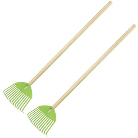 pokm toolsmarket - 2 STK. Grün Kinderrechen 70cm – Mini-Gartenrechen mit Holzgriff, Rechen/Kleinbesen für Kinder, perfekt für kleine Gärtner, hergestellt in EU, 2er Set