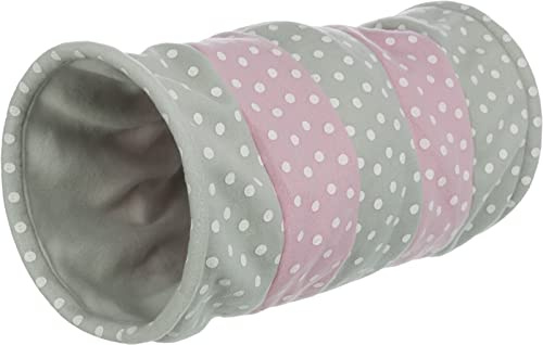 Trixie 4291 Spieltunnel, Fleece, ø 25 × 50 cm, grau/rosa