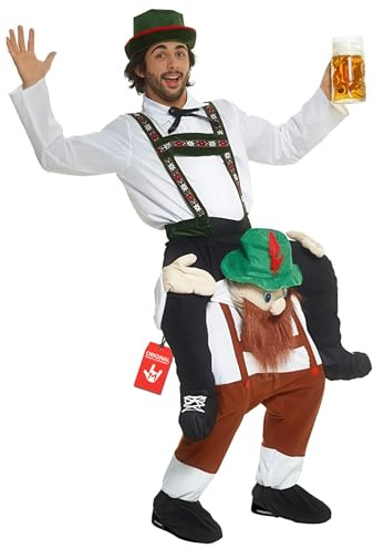 Morph Huckepack Kostüm Herren, Bayerisches Halloween Kostüm Herren | Huckepack-Outfit im Lederhosen-Stil, Bayerischer Wiesn-Look, Beine zum Befüllen, Perfekt für Halloween, Immer ein Hit