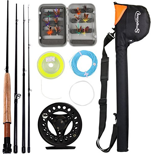 Sougayilang Saltwater Freshwater Fly Fishing Rod with Reel Combo Kit