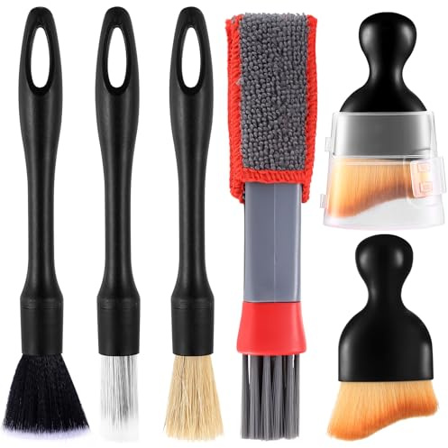 Tenbrachian 6 Auto Detailingbürste, Auto Reinigung Pinsel Set, Reinigungspinsel Auto Innenraum Bürsten Set, Weiche Staubbürste Auto Reinigungsbürsten, Staubpinsel für Felgen Auto Innenraum Pinsel