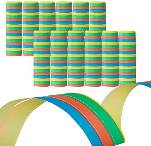 Idena 8274040 - Luftschlangen Set, 12 Rollen mit je 18 Abrisse, Dekoration, Kindergeburtstag, Karneval, Mottoparty