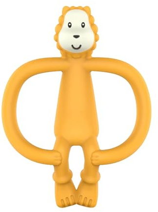 Matchstick Monkey Silikon-Beißring & Gel-Applikator – Silikon-Baby-Beißring, Leicht zu Greifen, BPA-Frei, Unterstützt Selbstberuhigung & Frühes Zähneputzen, ab 3 Monaten, 10 cm, Ludo Löwe