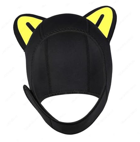 rockible Tauchhaube Kappe, Niedliche Neoprenhaube Tauchhaube, Surfkappe Neopren Tauchanzug Haube, Wetsuit Hood Durable Stretchy Diving Cap für Segeln Kajak Kanu, Schwarz gelbes Ohr S