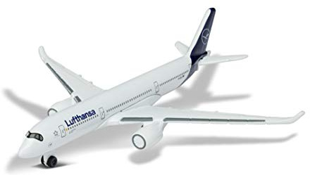 Majorette Airbus 350 Lufthansa Spielzeugflugzeug (13 cm) - Lizenziertes Metall-Modell im Originaldesign für Kinder ab 3 Jahren - 212057980Q02, Weiß