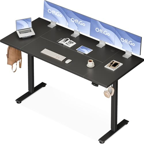 OffiGo Schreibtisch Höhenverstellbar Elektrisch, 180 x 80 cm, Schwarz