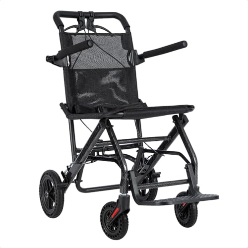 Care Parents rollstuhl Faltbar Ultra-Leicht (6,3kg),40cm Sitzbreite,Aluminium Reiserollstuhl,Kompakt für Flugzeug & Auto,Armlehnen Hochklappbar,Transportrollstuhl Schmal für Wohnung,bis 100kg(CP-A188)