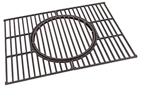 tepro Universal Guss-Grillrost-Set mit Rost-in-Rost-System aus emailliertem Gusseisen mit herausnehmbarer Rostmitte für unterschiedliche Einleger, Farbe schwarz, Maße ca. 41,5 x 55 x 1 cm