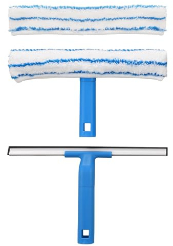 Mitclear Fensterreiniger Set(30cm), Silikon-Fensterabzieher + Mikrofaser-Fensterwischer, Professioneller Fensterreinigungsset für Bad, Dusche, Auto, Glas