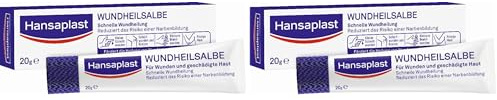 Hansaplast Wundheilsalbe (20 g), Wundsalbe für eine schnelle Wundheilung, Wund- und Heilsalbe reduziert das Narbenrisiko (Packung mit 2)