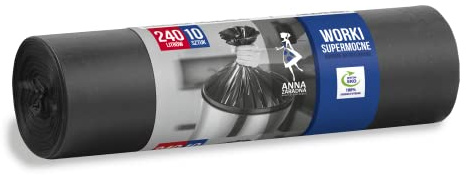 ANNA ZARADNA ST-AZ-013906 Müllbeutel Reißfest Super Stark 240l | 10 Stück | Müllsack Mülltüte Abfallsäcke für Den Hausmüll Büro aus dicker LDPE-Regranulatfolie Farbe: Schwarz