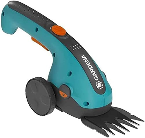 Gardena Set Akku-Grasschere ClassicCut Li: Rasenschere-Komplettset mit Teleskopstiel und Rädern, für den Schnitt von Rasenkanten ohne Bücken (9855-20) Türkis, Schwarz, Orange