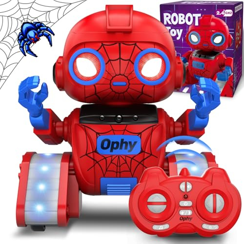 Ophy Roboter Kinder Spielzeug Spider, wiederaufladbar und projizierbar, RC-Roboter mit LED-Augen und Musik, RC-Spielzeug Monster mit Gestensensor 3 4 5 6 7 8 Jungenund Mädchen Rot