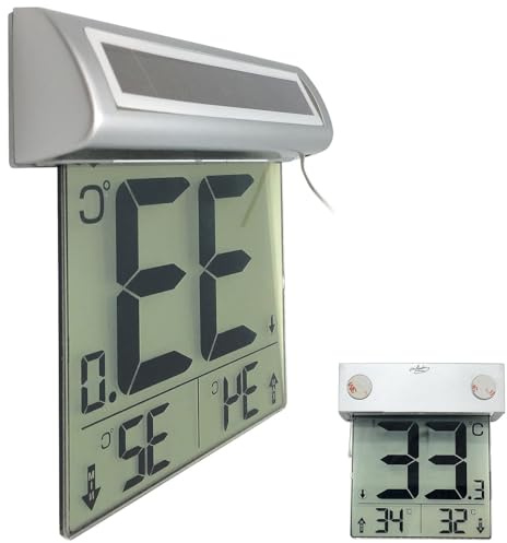 infactory Digital Thermometer: Solar-Fensterthermometer, großes Display, Außentemperatur-Anzeige (Außenthermometer Digitale große, Thermometer Außentemperatur)