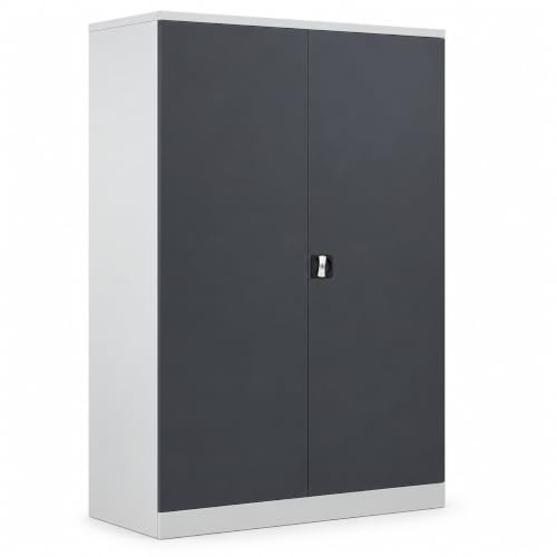 Schrank & Stuhl Werkzeugschrank Koloss – Werkstattschrank mit 4 höhenverstellbaren Fachböden, Stahlschrank für Werkzeuge, 195 x 120 x 60 cm (H x B x T), Grau/Anthrazit