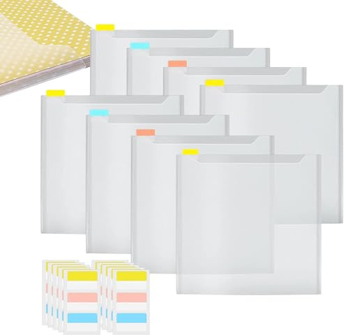 Scrapbook-Papier-Organizer – 30,5 x 30,5 cm transparenter Papierhalter, Scrapbook-Papierhalter, transparenter Karton-Aufbewahrungs-Organizer mit klebrigen Index-Tabs, für Kunst und Handwerk