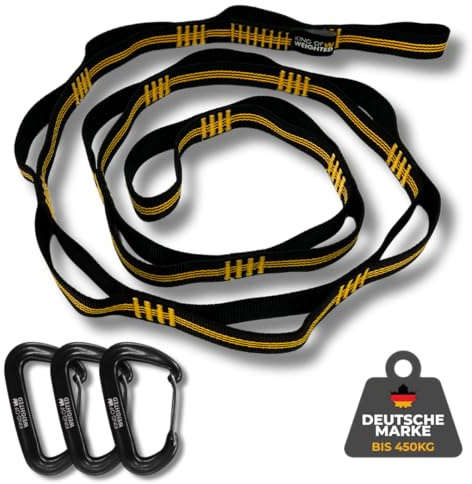 Daisy Chain und 12kN Karabiner für Dip Gürtel & Weight Belt - Ideal für Weighted Calisthenics, Zusatzgewicht, Krafttraining & Fitness, Alternative zur Kette am Gewichtsgürtel