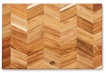 Barbary & Oak BO847022 Chevron Schneidebrett, rechteckig, für die Zubereitung und das Servieren von Speisen, Akazienholz, braun