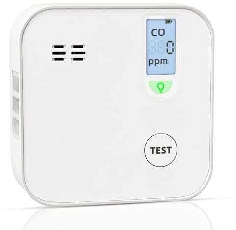 SECAIR Kohlenmonoxid Melder ZM-ZL2211S,CO Melder 10 Jahre Sensor,EN 14604 Kohlenmonoxidmelder LCD-Display Spitzenwertspeicher,Wechselbare Batterie,CO Warner 85dB Testtaste,Zuhause Wohnmobil Gastherme