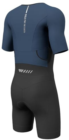 Wulibike Triathlon Anzug Herren Trisuit Kurzarm,Hohe Elastizität atmungsaktiv schnelltrocknend Tri Suits Triathlonanzug für Radfahren Laufen Rennen Training Blau L