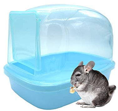 SERPEN Zwerghamster Badezimmer, Chinchilla Sauna Raum Kunststoff Sand Badehaus Ideal für Rennmäuse, Igel, Eichhörnchen und andere Kleintiere (blau)